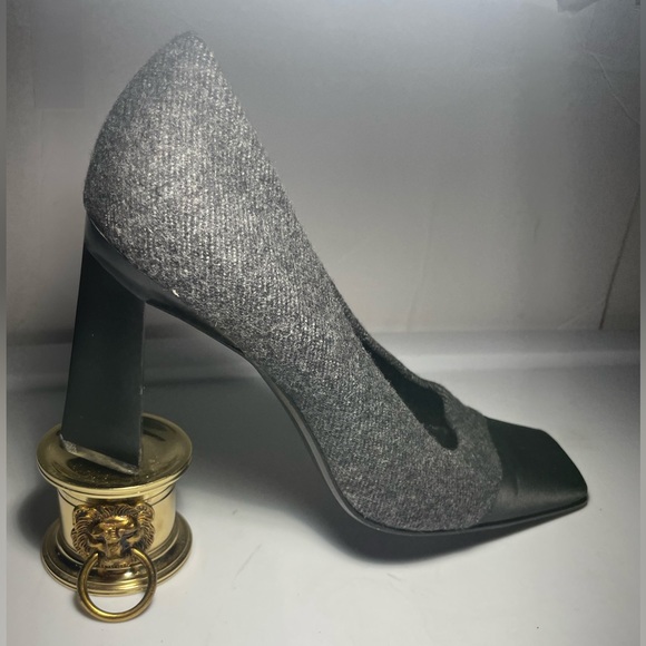 Prada charcoal gray wool pumps heels with - Picture 9 of 12